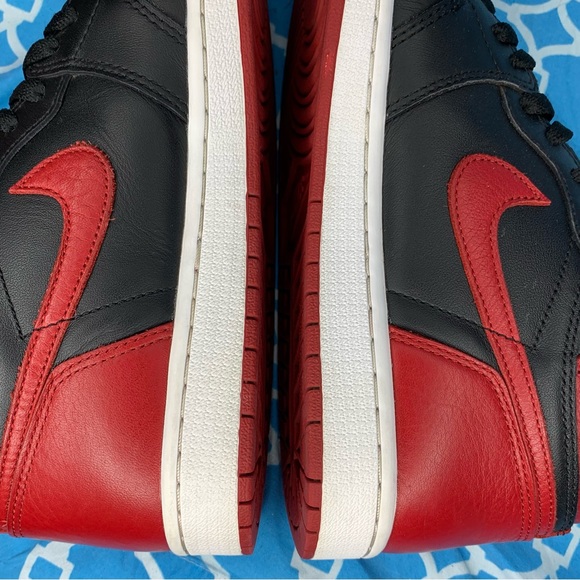 Nike Men’s size 9 Air Jordan 1 high Banned Retro OG bred black red 2016 rare vtg - Picture 7 of 12
